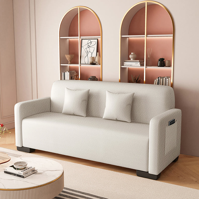 Cream-Style Tech Fabric Storage Sofa Bed with Easy-Clean Cover for Small Spaces