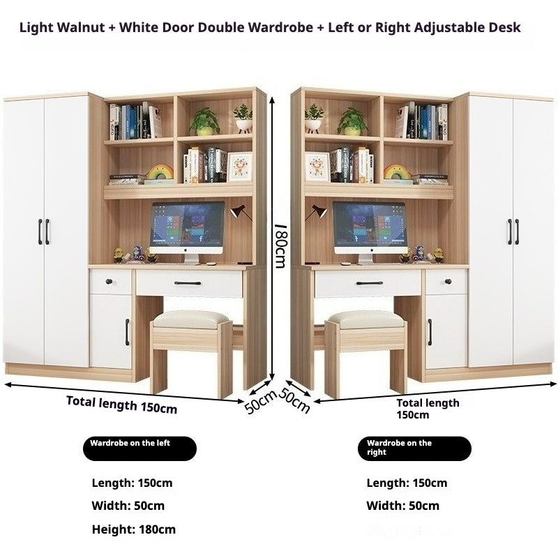 All-in-One Kids’ Desk with Wardrobe – Space-Saving Study Table & Bookshelf Combo for Small Bedrooms