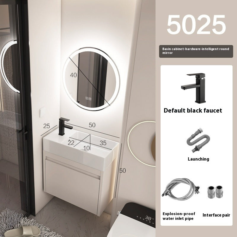 Ultra-Slim Space Aluminum Bathroom Vanity – 24cm Narrow Basin Cabinet Set for Small Bathrooms