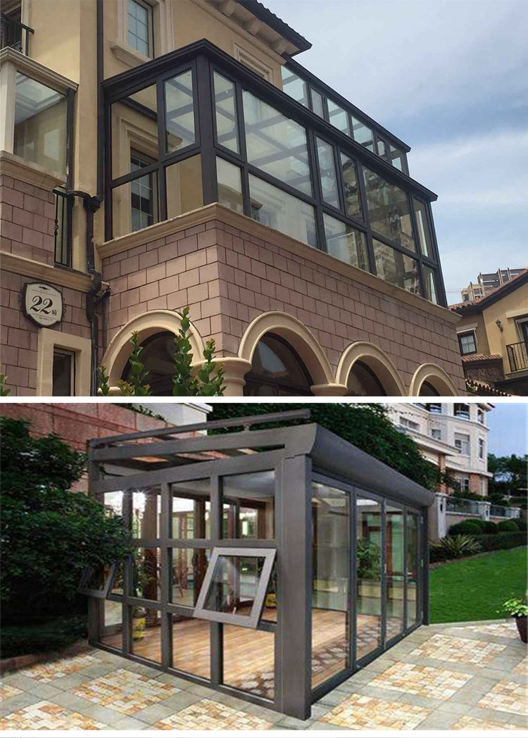 Aluminum Glass Sunroom with Tempered Glass & Thermal-Break Windows for Villa Balcony, Terrace & Garden