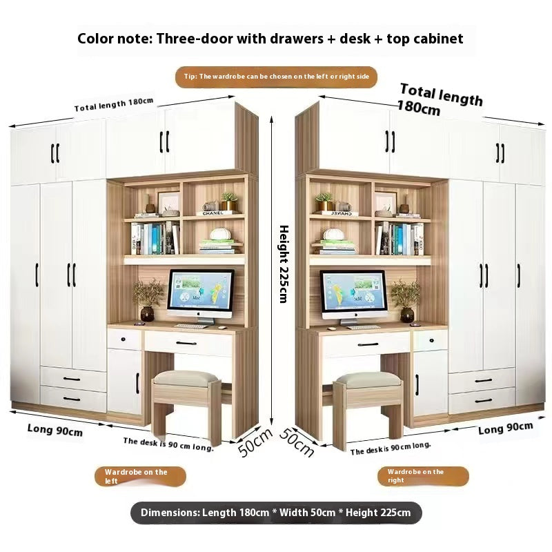 All-in-One Kids’ Desk with Wardrobe – Space-Saving Study Table & Bookshelf Combo for Small Bedrooms