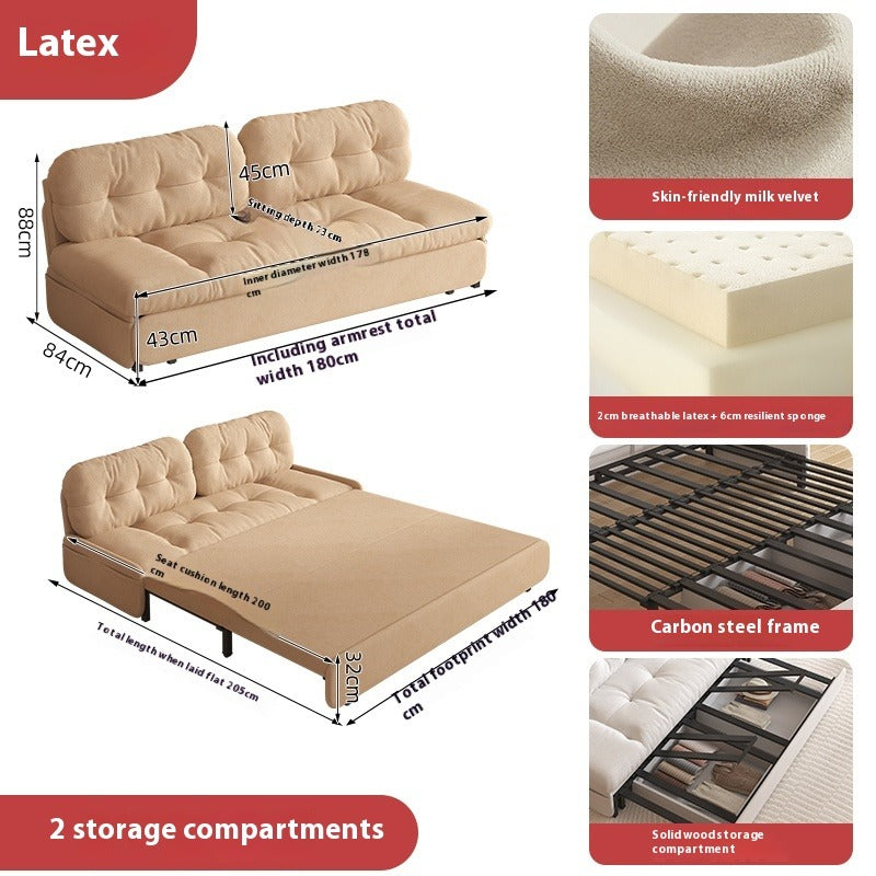 Cloud Sofa Bed with Pull-Out Storage for Small Living Rooms & Tatami Spaces