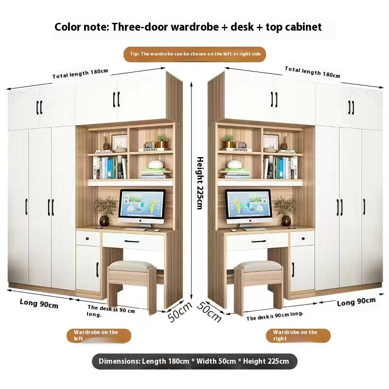 All-in-One Kids’ Desk with Wardrobe – Space-Saving Study Table & Bookshelf Combo for Small Bedrooms