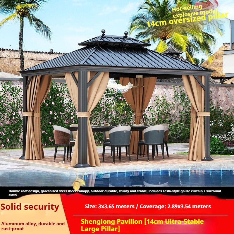 Outdoor Aluminum Gazebo for Patio Shade with Waterproof Canopy & Corner Posts