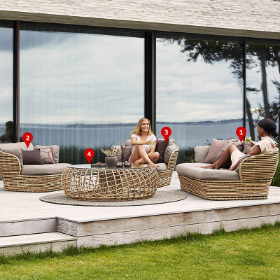 Outdoor Rattan Lounge Sofa Set with Sunbed, Waterproof for Garden, Patio, Resort Use